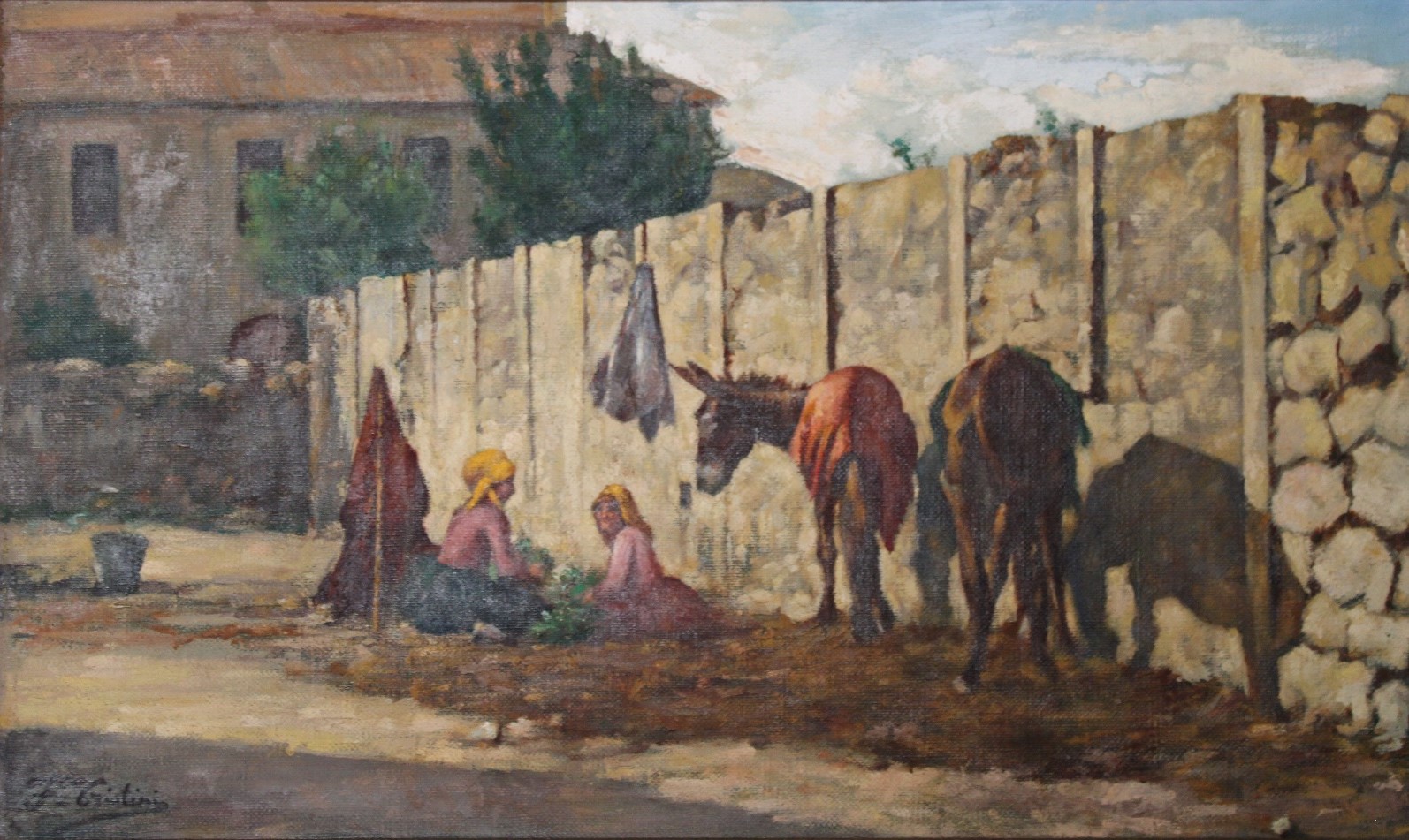 Contadine - collezione privata - olio - 66x39cm