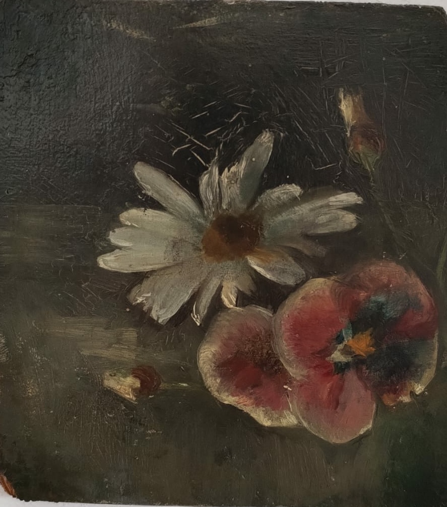 Fiori - olio su tavoletta - 10x12,5 cm - s.d.