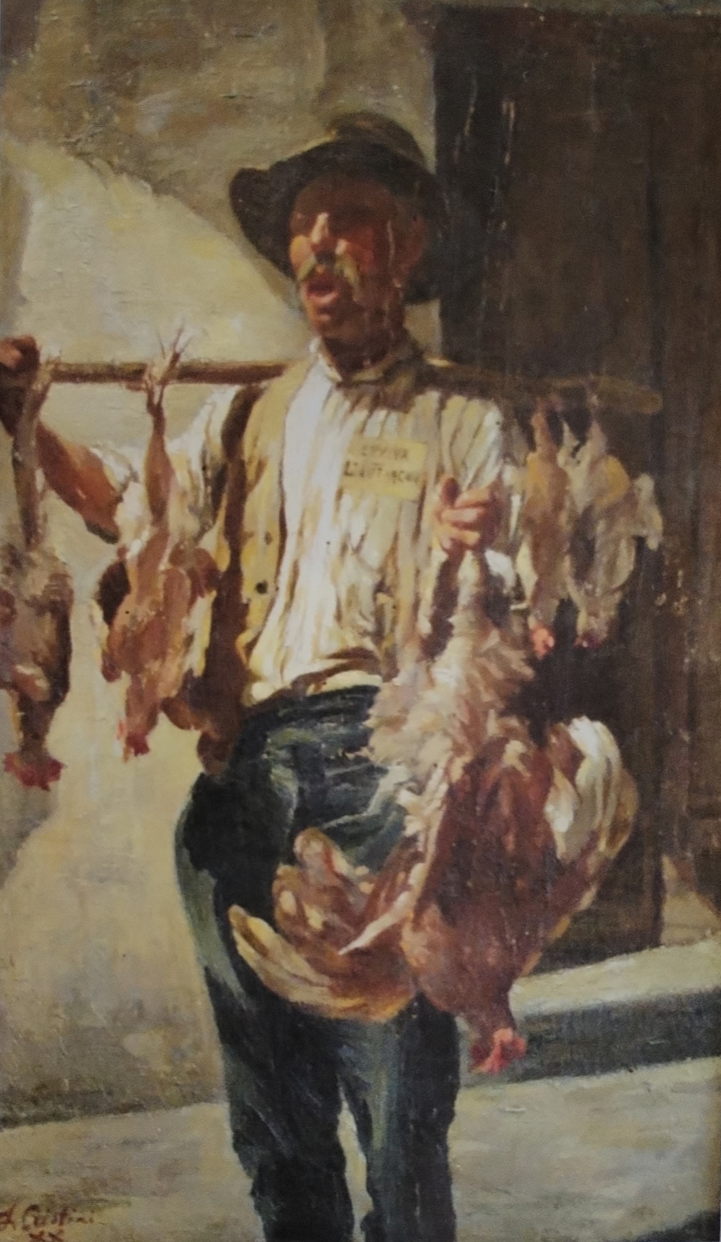 Viva l'autarchia - Riproduzione da ritaglio di libro - olio su tavoletta - 52,5x31,5cm - s.d.