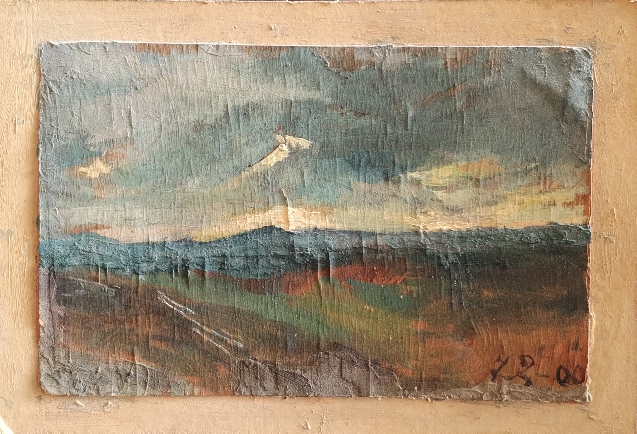 Crepuscolo - olio su cartone - 13x9cm - 7.2.1900