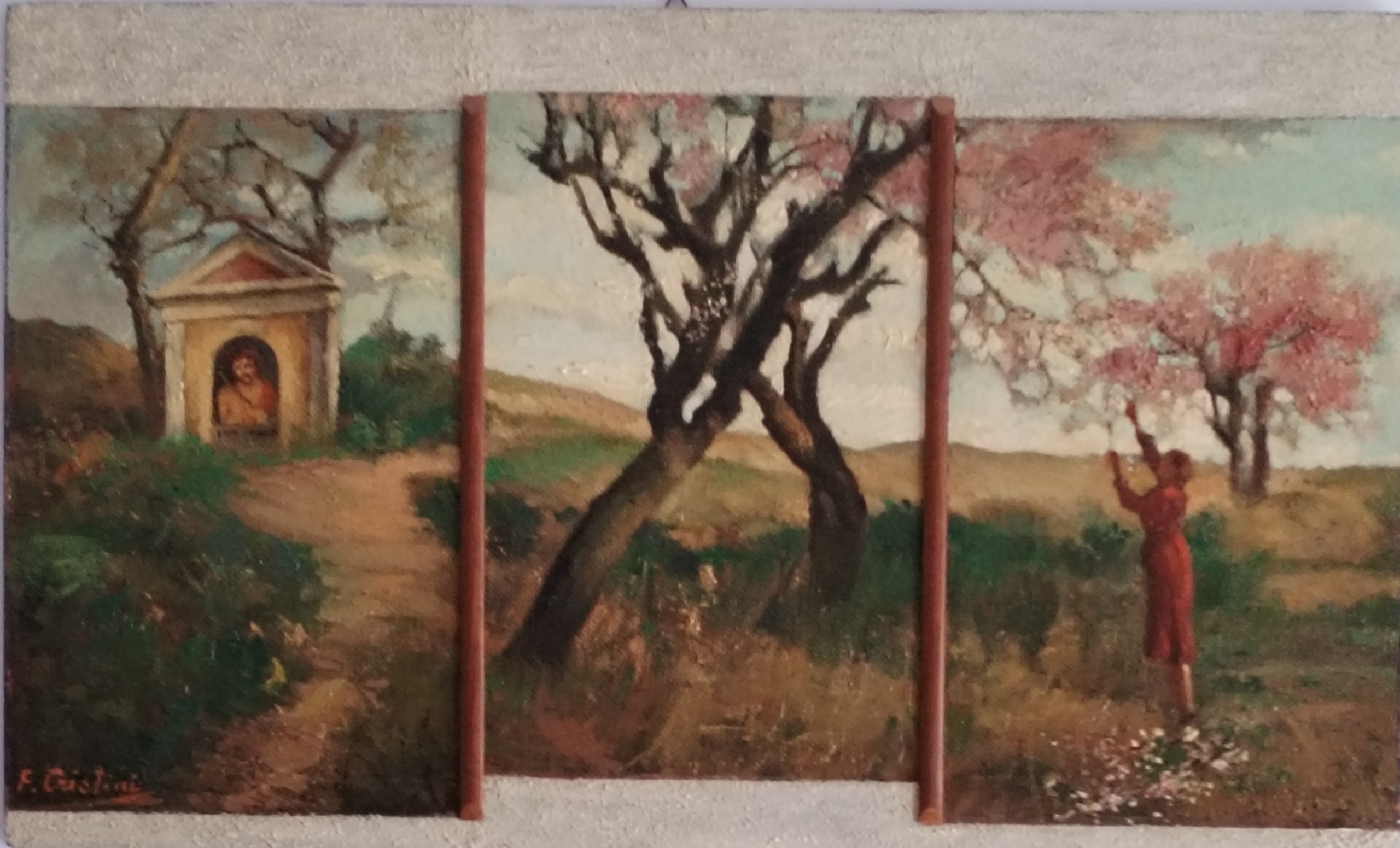 Paesaggio Trittico - olio su tavoletta - 82,5x50cm - s.d.