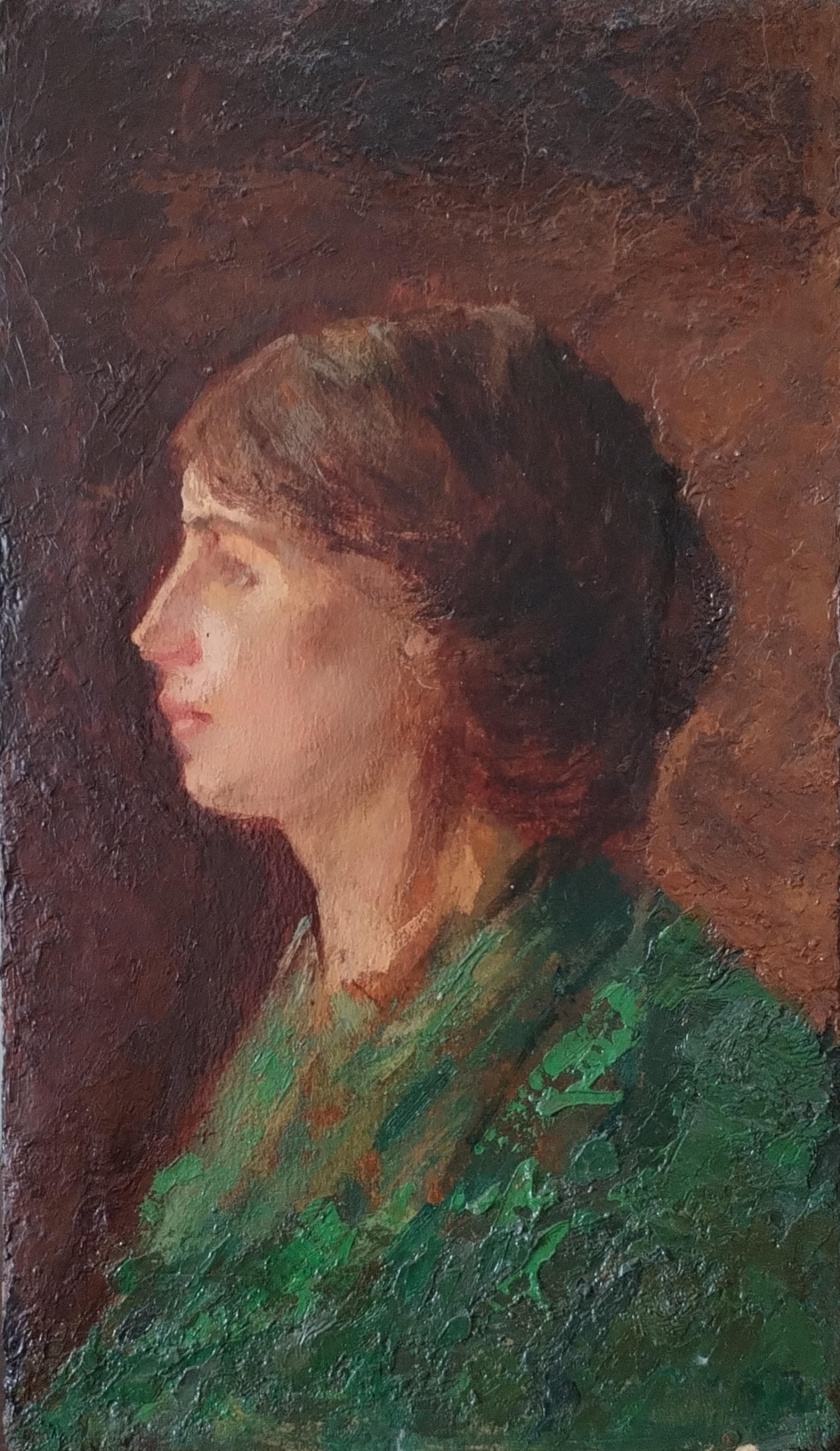 Profilo della moglie Caterina - olio su tavoletta - 13x23cm - s.d.