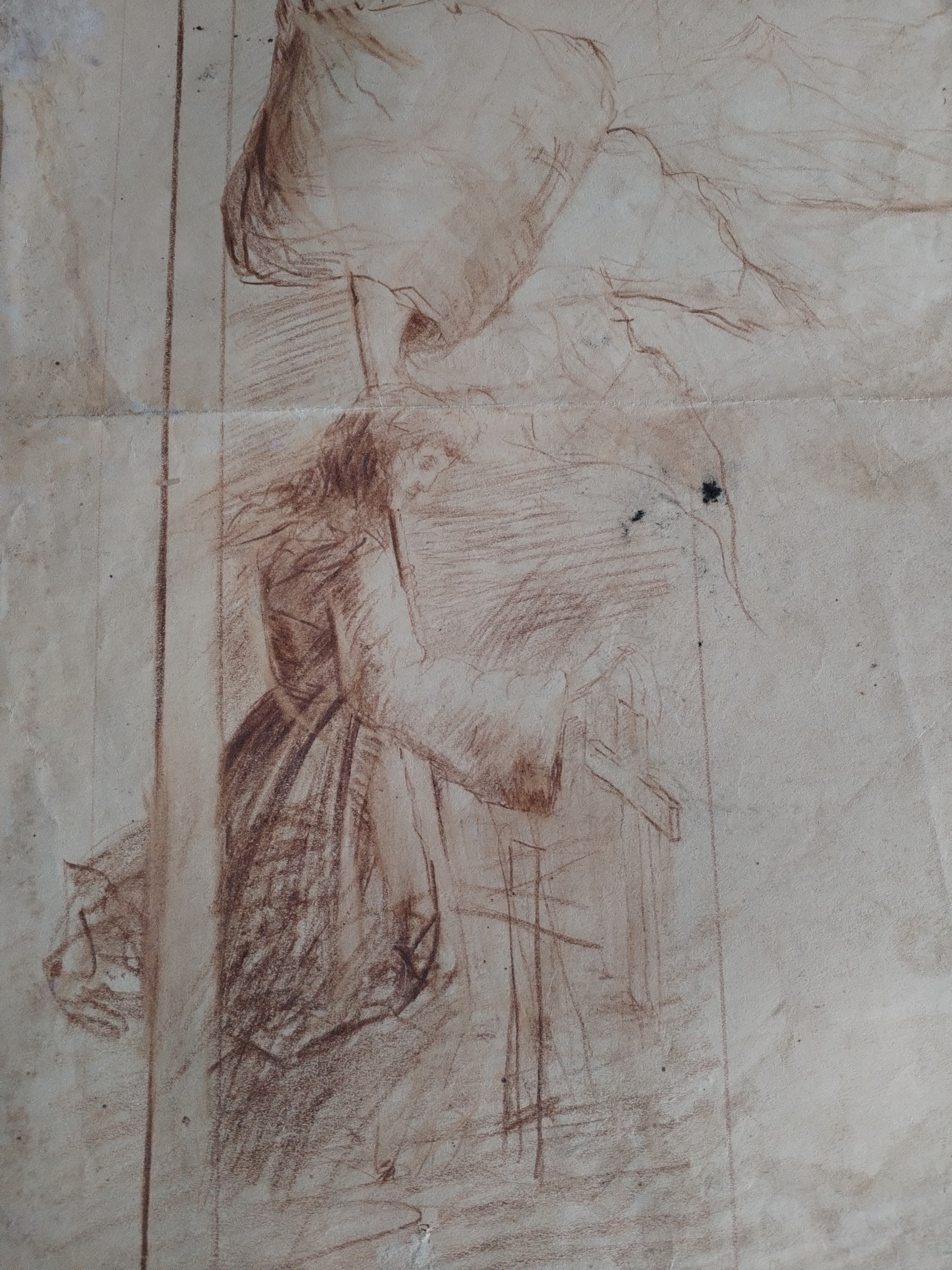 Donna in ginocchio e croci