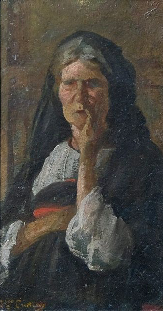 Pacchiana - olio su tavoletta -15,5x26,5 cm - s.d.