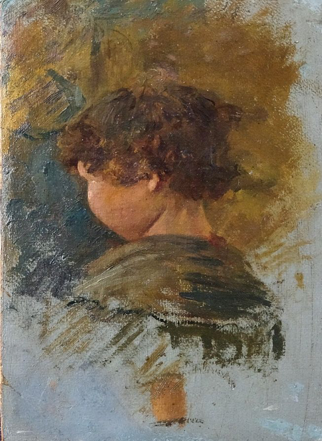 Studio di testa di bambino - olio su tavoletta - 16,3x24 cm - s.d.