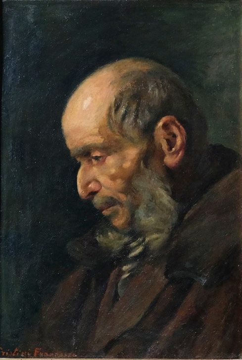 Testa di vecchio n.1 - olio su tavoletta - 35x52 cm - s.d.