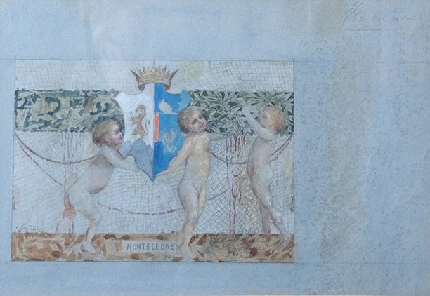 Stemma Monteleone Calabro - acquerello - 28x20 cm - datato 1920 circa