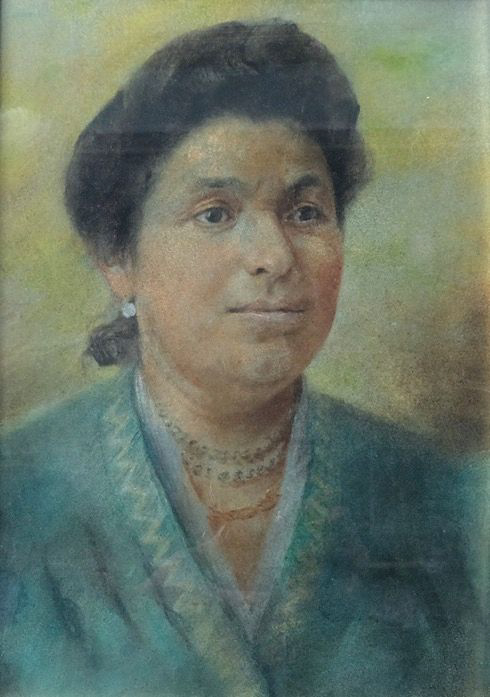 Francesco Cristini - Volto di donna - pastello - 28x39 cm - epoca 1940 circa