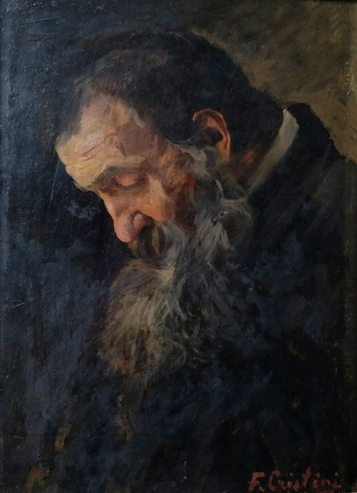 Testa di vecchio n. 2 - olio su tavoletta, 30x40 cm - s.d.