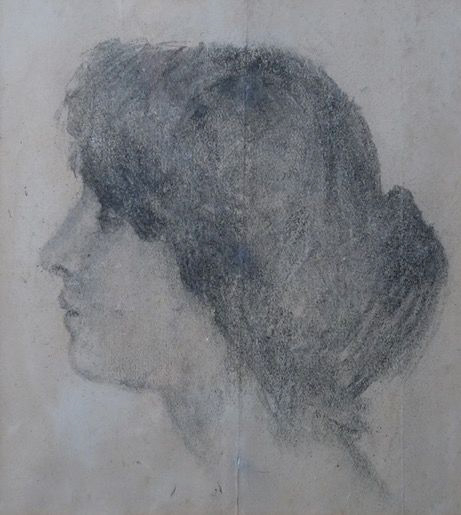 Francesco Cristini - Profilo di donna - matita, 23,5x25 cm - s.d.