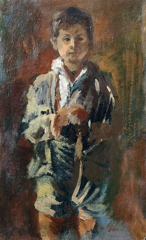 Il figlio Benito - olio su tavoletta - 15x24 cm - s.d.
