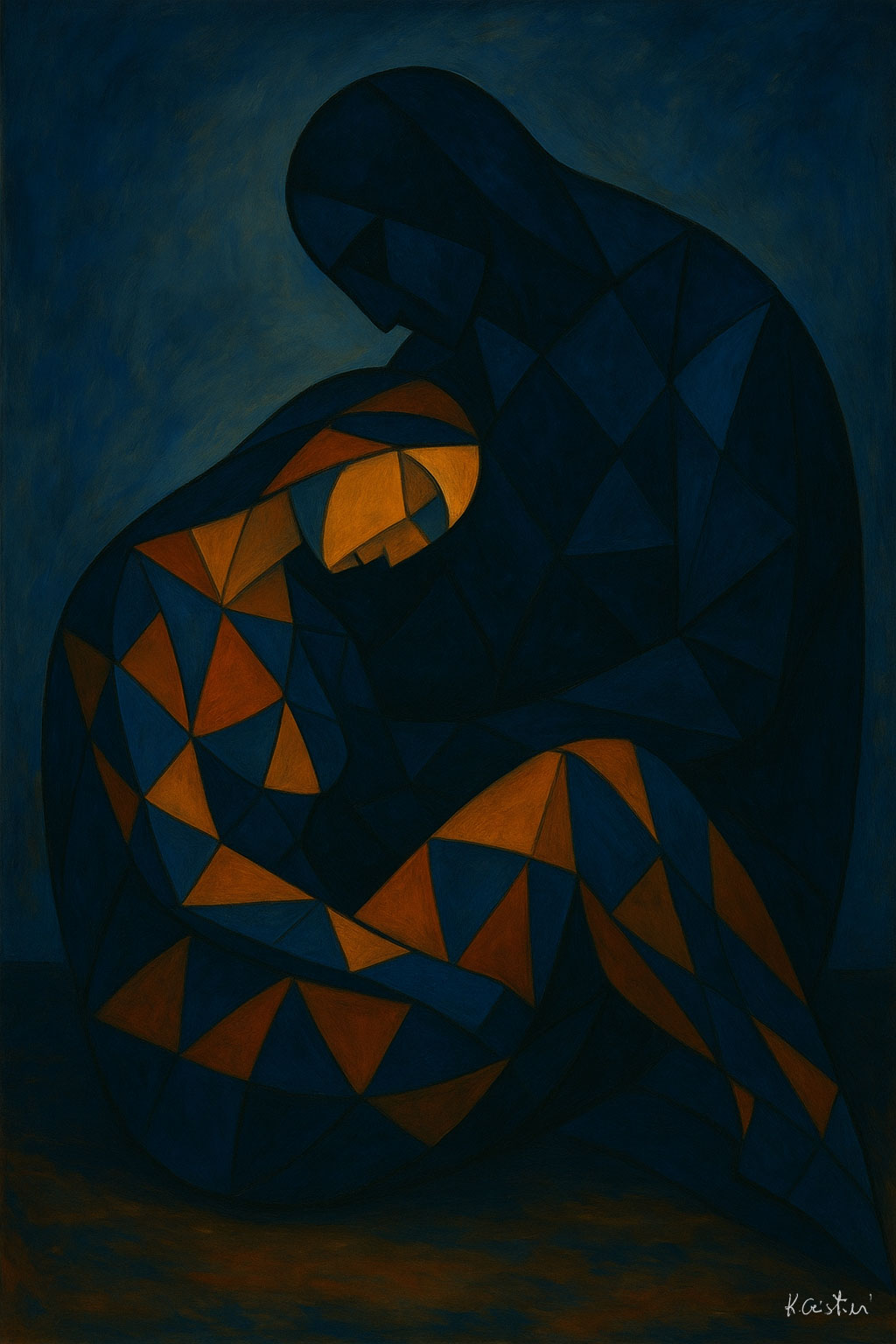 Katia Cristini - figurativo -1 Custodia - Otello e Desdemona - Blu