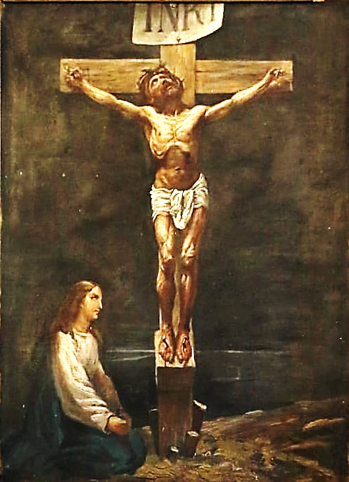 Francesco Cristini - La crocifissione e la Morte di Gesù - olio su pannello metallico - 60x95cm - 1905