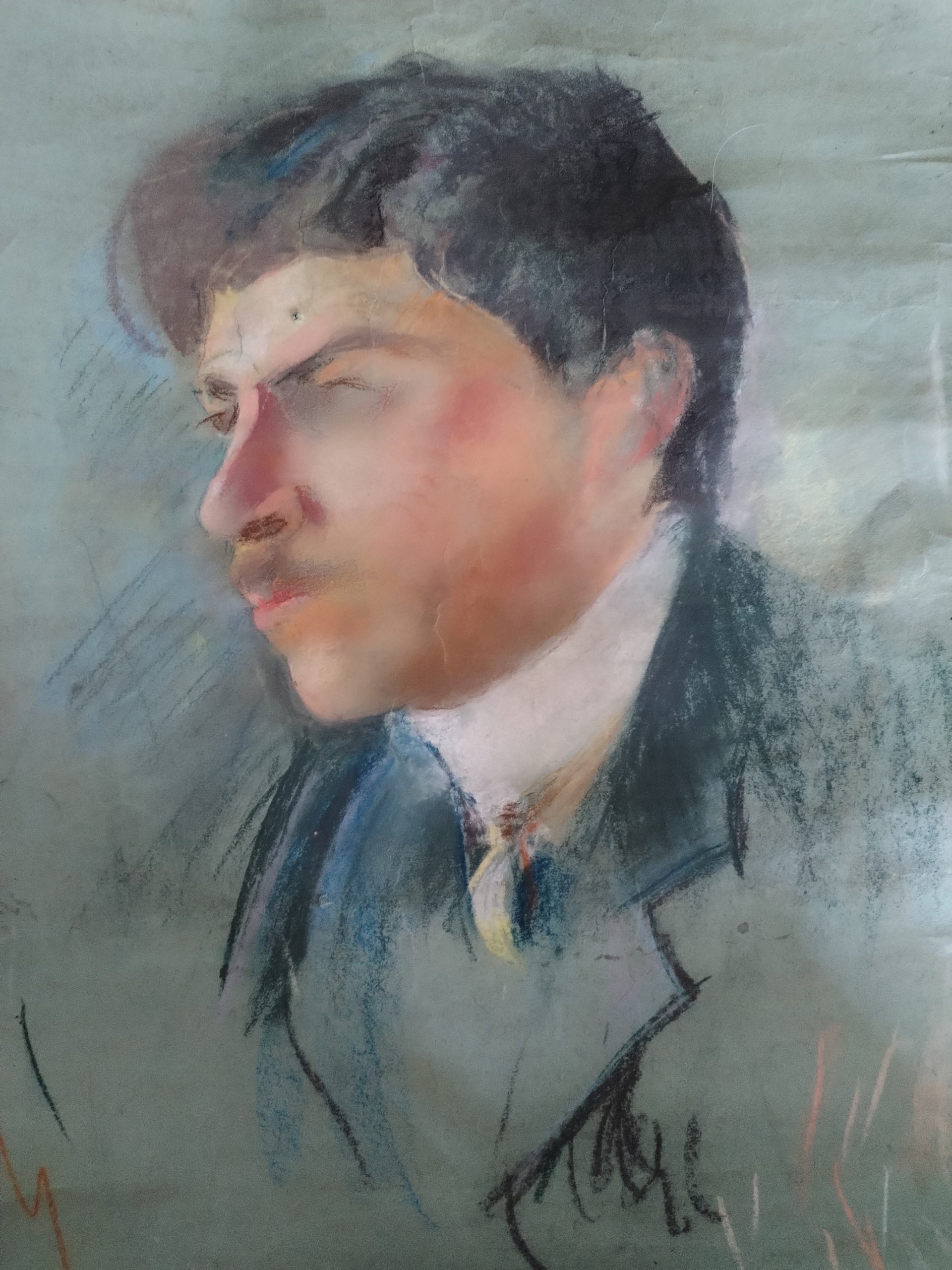 Francesco Cristini - Profilo maschile (studio a pastello) su cartone - s.d.