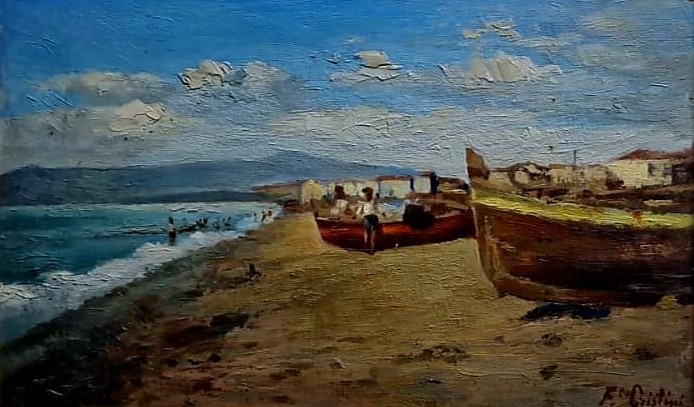 Francesco Cristini - Barche in attesa s.d. - Collezione privata