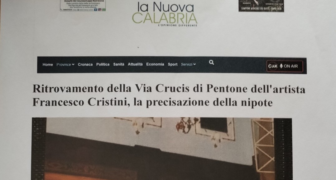 Precisazione su la nuova calabria in merito al ritrovamento delle icone del SS Rosario da attribuire al pittore Francesco Cristini